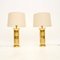 Large Vintage Brass Table Lamps, 1970, Set of 2 2