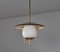 Italian Brass and Opaline Glass Pendant Lamp from Stilnovo, 1950s 2