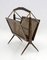 Mid-Century Modern Italian Wicker and Brass Magazine Rack by Cesare Lacca, 1950s, Image 5