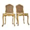 Chaises en Bois Doré avec Assise et Assise Grillée, France, Set de 2 3