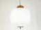 Opaline Glass Brass & Teak Pendant Lamp in the style of Arredoluce, 1950s, Image 3