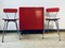 Mid-Century Dining Table and Chairs in Red Formica, 1950s, Set of 3 2