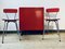 Mid-Century Esstisch & Stühle aus Rotem Resopal, 1950er, 3er Set 2