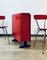 Mid-Century Esstisch & Stühle aus Rotem Resopal, 1950er, 3er Set 3