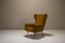 Fauteuil à Oreilles en Ocre et Métal, Italie, 1950s 5