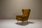 Italian Wingback Lounge Chair in Ocher and Metal, Italy, 1950s, Image 5