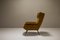 Italian Wingback Lounge Chair in Ocher and Metal, Italy, 1950s 2