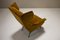 Italian Wingback Lounge Chair in Ocher and Metal, Italy, 1950s 7