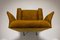 Italian Wingback Lounge Chair in Ocher and Metal, Italy, 1950s 6
