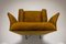 Italian Wingback Lounge Chair in Ocher and Metal, Italy, 1950s, Image 6