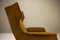 Italian Wingback Lounge Chair in Ocher and Metal, Italy, 1950s 12