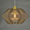 Mid-Century Modern Pendant Lamp in Mauve Acrylic Glass, Wire and Brass, 1970s 4