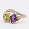 14 Karat Yellow Gold Ring with Amethyst, Peridot and Diamond, 1970s 4