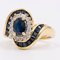 18 Karat Yellow Gold Ring with Diamonds and Sapphires, 1970s 4