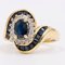 18 Karat Yellow Gold Ring with Diamonds and Sapphires, 1970s, Image 4