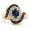 18 Karat Yellow Gold Ring with Diamonds and Sapphires, 1970s 1