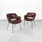 Modern Italian Armchairs in Brown Leather and Chrome-Plated Steel from Cassina, 1970s, Set of 2 2
