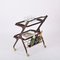 Italian Walnut, Brass and Glass Bar Cart with Bottle Holder by Cesare Lacca, 1950s, Image 4