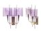 Apliques de pared de latón y vidrio acrílico violeta de Stilux Milano, años 60. Juego de 2, Imagen 3