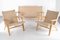 Braided Rope and Wood Sofa and Lounge Chairs, Set of 3 1