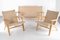 Braided Rope and Wood Sofa and Lounge Chairs, Set of 3, Image 1