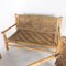 Living Room Set in Woven Rush and Wood by Audoux Minet, 1960s, Set of 3, Image 7