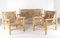 Living Room Set in Woven Rush and Wood by Audoux Minet, 1960s, Set of 3 1