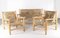 Living Room Set in Woven Rush and Wood by Audoux Minet, 1960s, Set of 3, Image 1