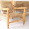 Living Room Set in Woven Rush and Wood by Audoux Minet, 1960s, Set of 3, Image 8