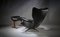 Fauteuil Pivotant en Cuir Noir avec Repose-pieds de G-Plan, Angleterre, 1960s, Set de 2 3