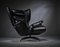 Fauteuil Pivotant en Cuir Noir avec Repose-pieds de G-Plan, Angleterre, 1960s, Set de 2 2