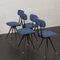 Italienische Vintage Esszimmerstühle aus blauem Boucle Stoff, 1960er, 4 . Set 3
