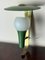 Lámpara de pared italiana de aluminio verde y vidrio opalino, años 50, Imagen 1