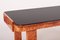 Small Art Deco Walnut Coffee Table with Black Glass Top, 1920s 3