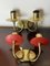Brass and Colored Aluminum Wall Lamps, Italy, 1950s, Set of 2, Image 1