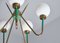 Lámpara de araña italiana de 5 luces con bombillas de vidrio opalino, años 50, Imagen 5