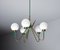 Lámpara de araña italiana de 5 luces con bombillas de vidrio opalino, años 50, Imagen 2