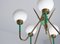 Lámpara de araña italiana de 5 luces con bombillas de vidrio opalino, años 50, Imagen 3