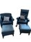 Dark Blue Leather Lounge Chairs and Stools from Walter Knoll / Wilhelm Knoll, Set of 4, Image 3