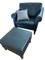 Dark Blue Leather Lounge Chairs and Stools from Walter Knoll / Wilhelm Knoll, Set of 4 7