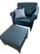Dark Blue Leather Lounge Chairs and Stools from Walter Knoll / Wilhelm Knoll, Set of 4, Image 7