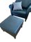 Dark Blue Leather Lounge Chairs and Stools from Walter Knoll / Wilhelm Knoll, Set of 4 12