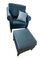 Dark Blue Leather Lounge Chairs and Stools from Walter Knoll / Wilhelm Knoll, Set of 4 2