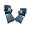 Poltrone e sgabelli in pelle blu scuro di Walter Knoll/Wilhelm Knoll, set di 4, Immagine 1