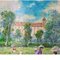 Russian School Artist, Garden with Palace and Ladies, 20th Century, Mixed Media 7