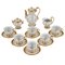 White and Gilded Porcelain Mocha Coffee Service from Meissen, Set of 15 1