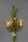 Applique à Deux Lumières Bouquet de Fleurs Vertes et Coquelicots Blancs Toleware, Italie, 1960s 3