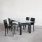 Mesa de comedor LC6 atribuida a Le Corbusier para Cassina y sillas de cuero negro de Matteo Grassi, años 90. Juego de 5, Imagen 4