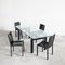 Mesa de comedor LC6 atribuida a Le Corbusier para Cassina y sillas de cuero negro de Matteo Grassi, años 90. Juego de 5, Imagen 2