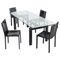 Tavolo da pranzo LC6 attribuito a Le Corbusier per Cassina e sedie in pelle nera di Matteo Grassi, anni '90, set di 5, Immagine 1